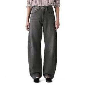 NWT Levi's Black Dark Gray High Rise Cinch Barrel Jeans Size 27